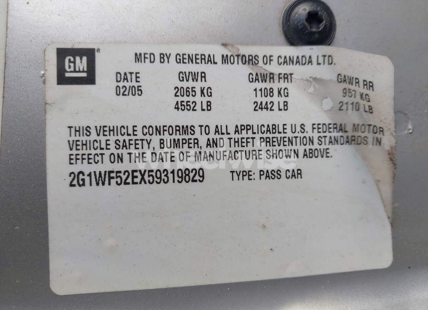 Photo 9 of 2005 Chevrolet Impala (VIN 2G1WF52EX59319829)