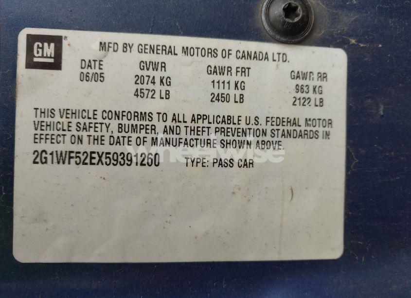 Photo 9 of 2005 Chevrolet Impala (VIN 2G1WF52EX59391260)