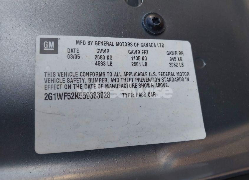 Photo 9 of 2005 Chevrolet Impala POLICE (VIN 2G1WF52K559333028)