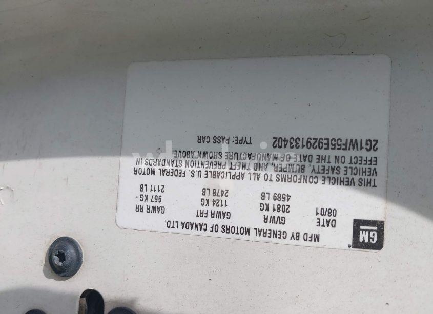 Photo 9 of 2002 Chevrolet Impala (VIN 2G1WF55E929133402)