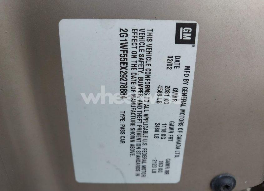 Photo 9 of 2002 Chevrolet Impala (VIN 2G1WF55EX29278884)