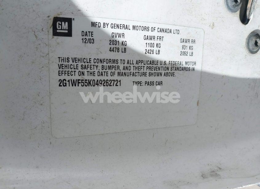 Photo 9 of 2004 Chevrolet Impala POLICE (VIN 2G1WF55K049262721)