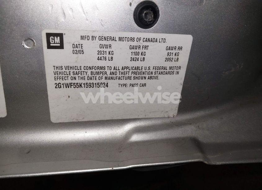 Photo 9 of 2005 Chevrolet Impala POLICE (VIN 2G1WF55K159315024)