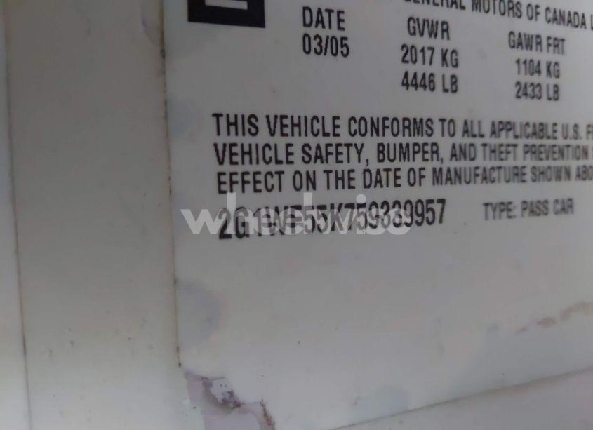 Photo 9 of 2005 Chevrolet Impala POLICE (VIN 2G1WF55K759339957)