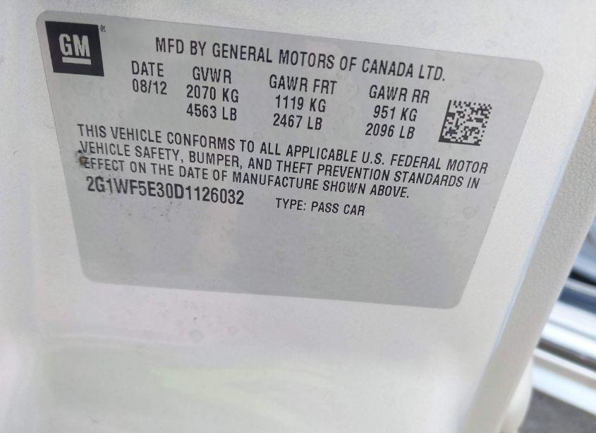 Photo 9 of 2013 Chevrolet Impala LS (VIN 2G1WF5E30D1126032)