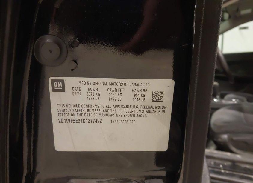 Photo 9 of 2012 Chevrolet Impala LS (VIN 2G1WF5E31C1277492)