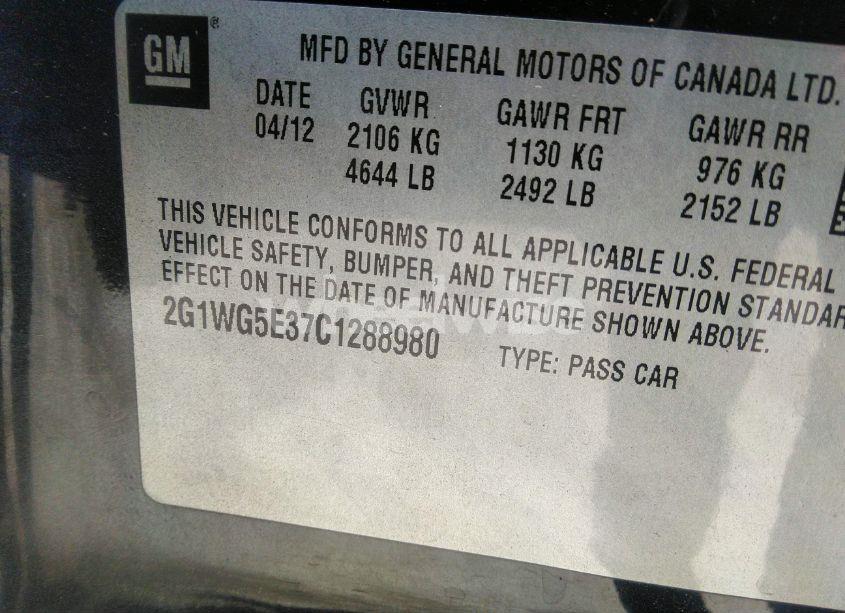 Photo 9 of 2013 Chevrolet Impala LS (VIN 2G1WF5E31D1159847)