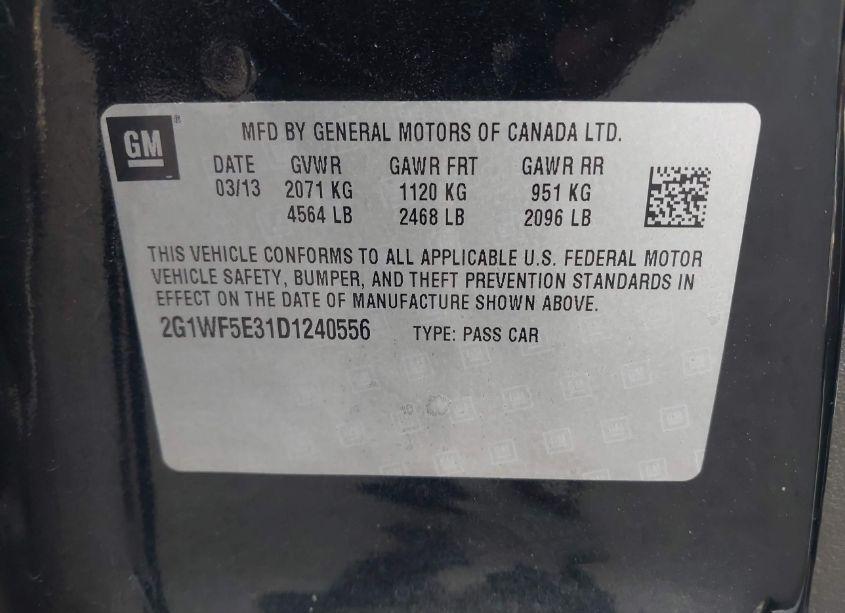 Photo 9 of 2013 Chevrolet Impala LS (VIN 2G1WF5E31D1240556)