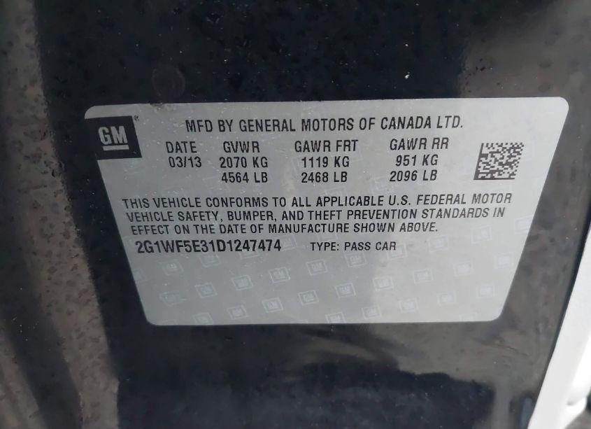 Photo 9 of 2013 Chevrolet Impala LS (VIN 2G1WF5E31D1247474)