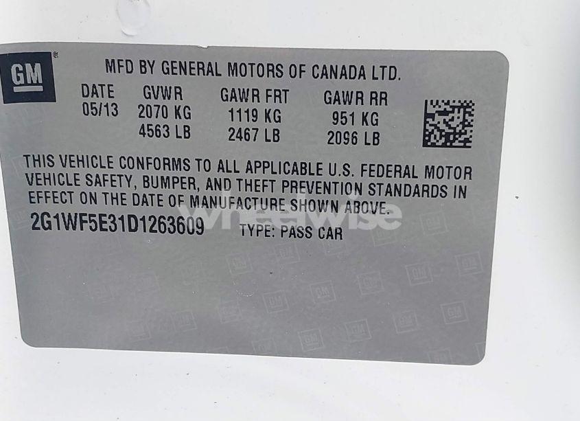 Photo 9 of 2013 Chevrolet Impala LS (VIN 2G1WF5E31D1263609)