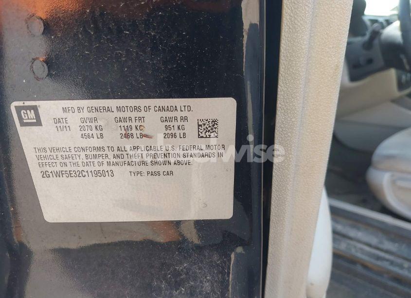 Photo 9 of 2012 Chevrolet Impala LS (VIN 2G1WF5E32C1195013)