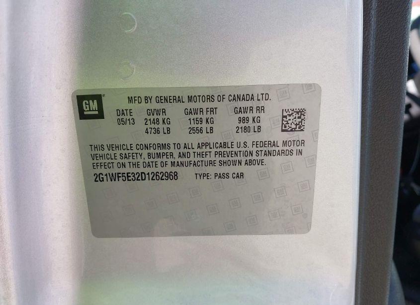 Photo 9 of 2013 Chevrolet Impala LS (VIN 2G1WF5E32D1262968)