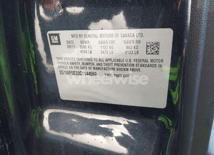 Photo 9 of 2012 Chevrolet Impala LS (VIN 2G1WF5E33C1144569)