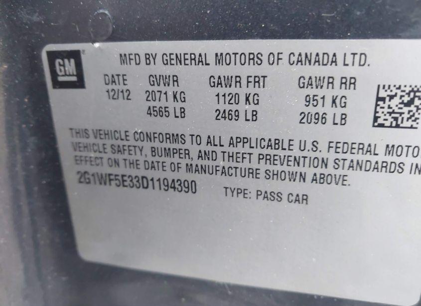 Photo 9 of 2013 Chevrolet Impala LS (VIN 2G1WF5E33D1194390)