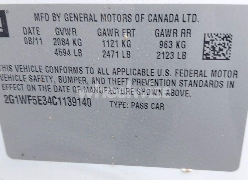 Photo 9 of 2012 Chevrolet Impala LS (VIN 2G1WF5E34C1139140)