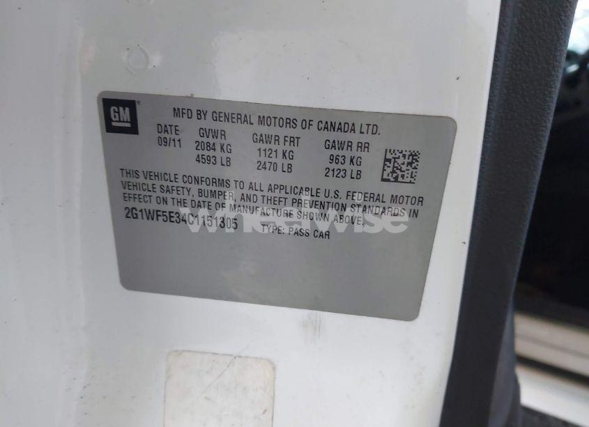 Photo 9 of 2012 Chevrolet Impala LS (VIN 2G1WF5E34C1151305)