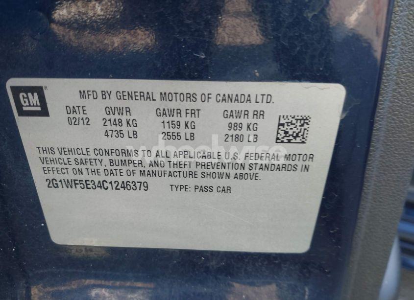 Photo 9 of 2012 Chevrolet Impala LS (VIN 2G1WF5E34C1246379)