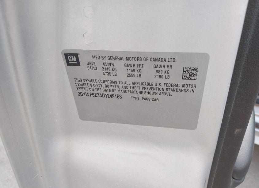 Photo 9 of 2013 Chevrolet Impala LS (VIN 2G1WF5E34D1249168)