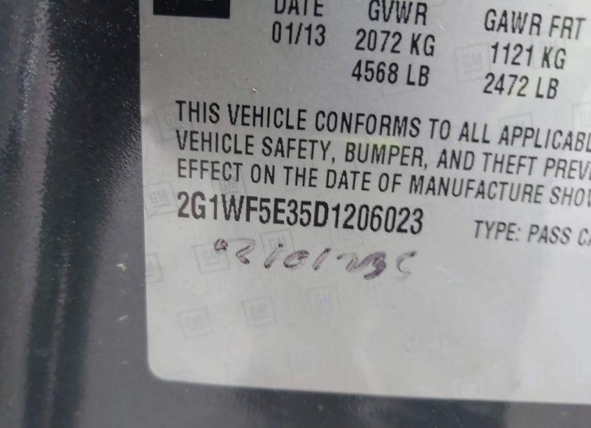 Photo 9 of 2013 Chevrolet Impala LS (VIN 2G1WF5E35D1206023)