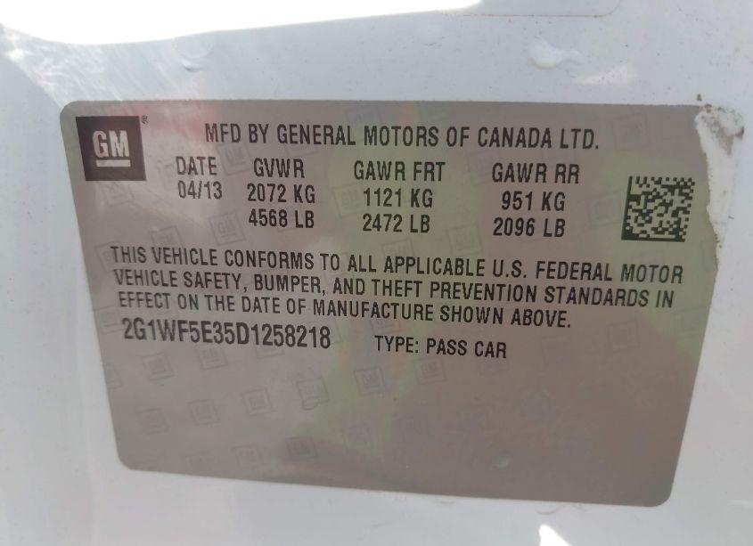 Photo 9 of 2013 Chevrolet Impala LS (VIN 2G1WF5E35D1258218)