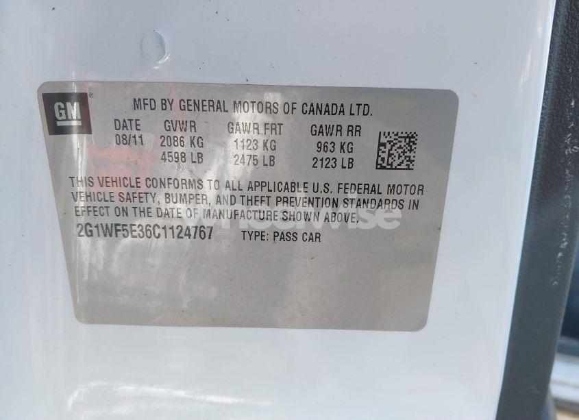 Photo 9 of 2012 Chevrolet Impala LS (VIN 2G1WF5E36C1124767)