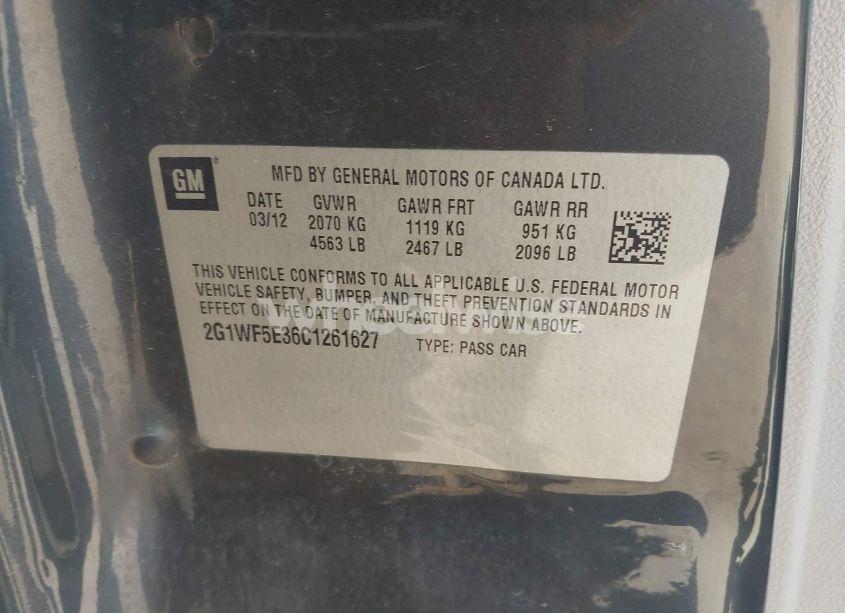 Photo 9 of 2012 Chevrolet Impala LS (VIN 2G1WF5E36C1261627)