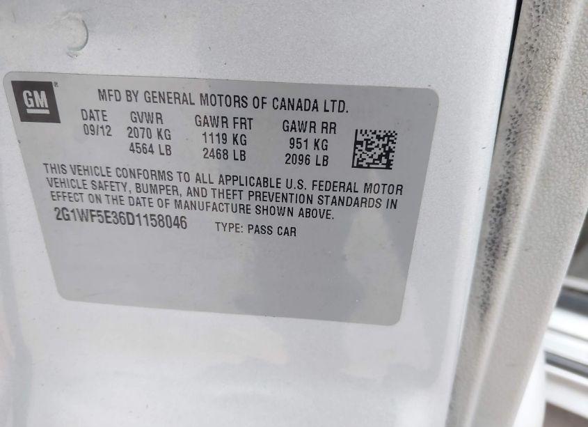 Photo 9 of 2013 Chevrolet Impala LS (VIN 2G1WF5E36D1158046)