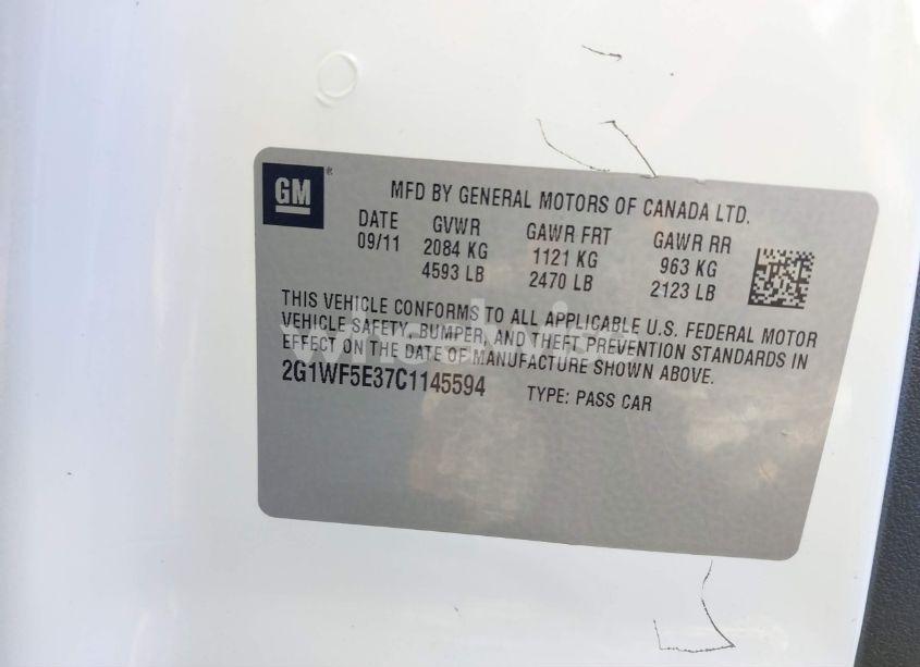 Photo 9 of 2012 Chevrolet Impala LS (VIN 2G1WF5E37C1145594)