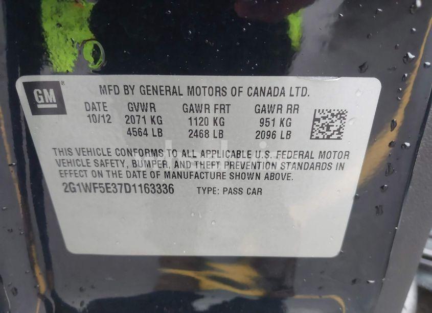 Photo 9 of 2013 Chevrolet Impala LS (VIN 2G1WF5E37D1163336)