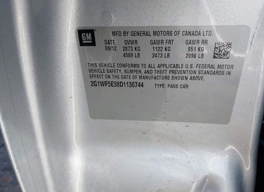 Photo 9 of 2013 Chevrolet Impala LS (VIN 2G1WF5E38D1136744)