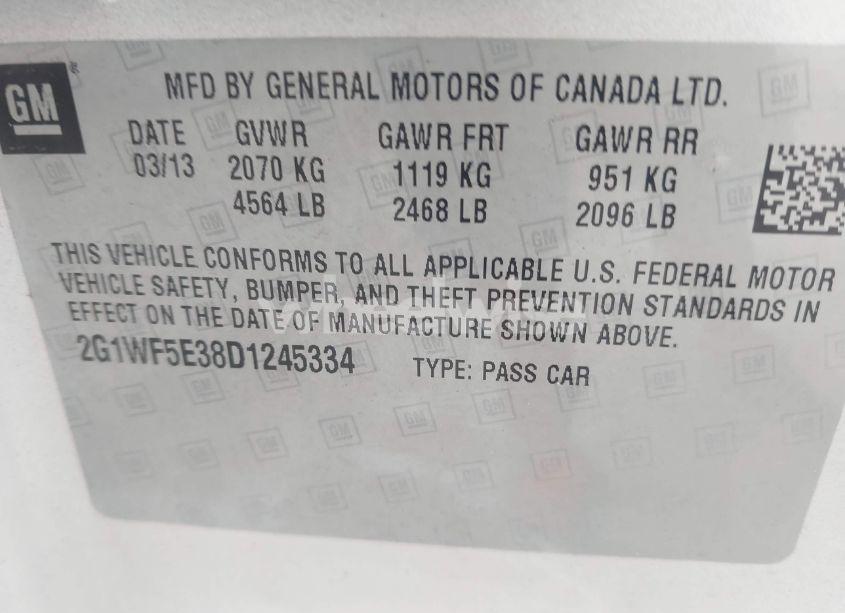 Photo 9 of 2013 Chevrolet Impala LS (VIN 2G1WF5E38D1245334)