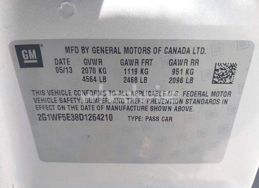 Photo 9 of 2013 Chevrolet Impala LS (VIN 2G1WF5E38D1264210)