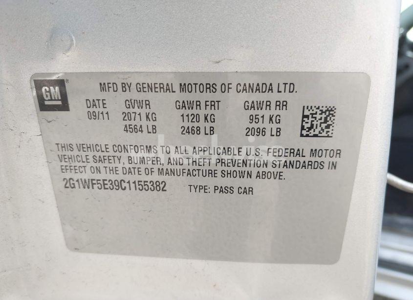 Photo 9 of 2012 Chevrolet Impala LS (VIN 2G1WF5E39C1155382)