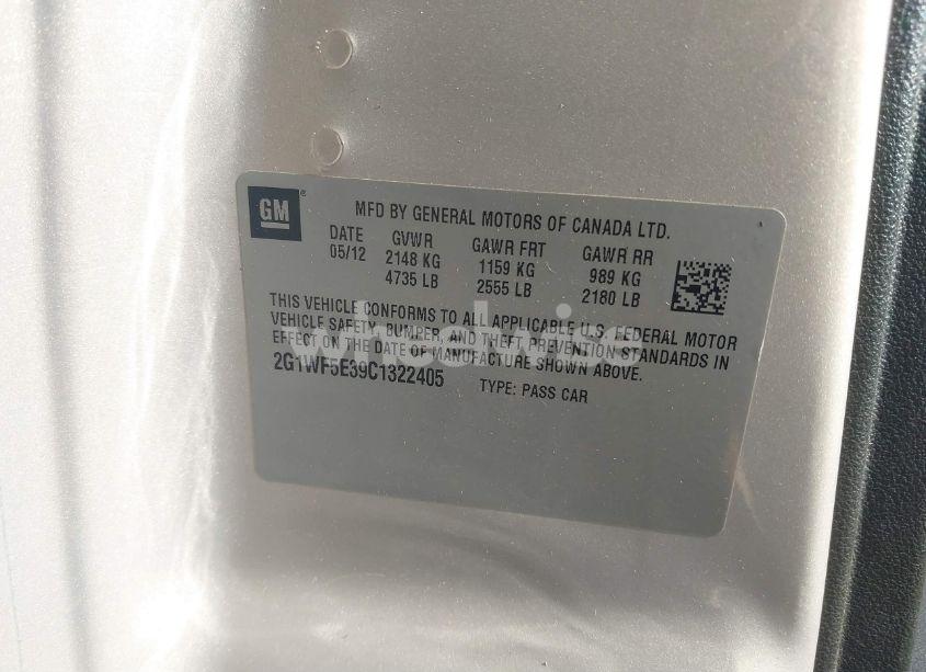 Photo 9 of 2012 Chevrolet Impala LS (VIN 2G1WF5E39C1322405)