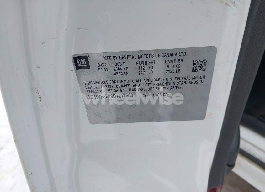 Photo 9 of 2013 Chevrolet Impala LS (VIN 2G1WF5E39D1217669)