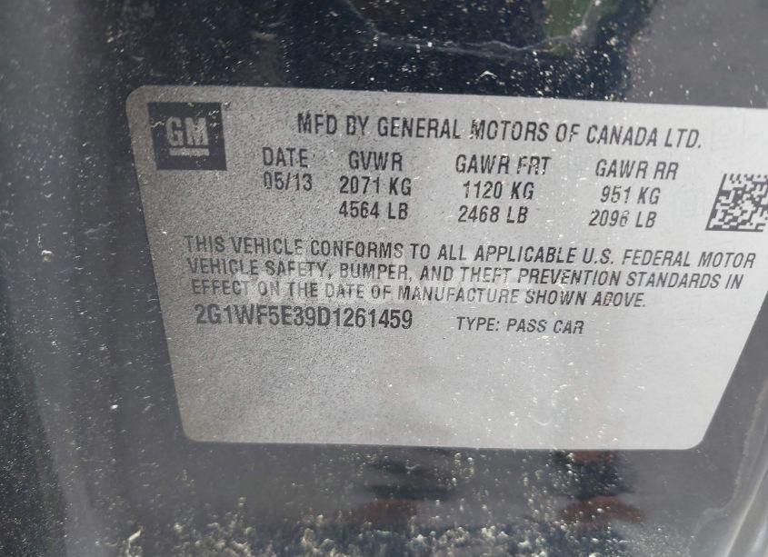 Photo 9 of 2013 Chevrolet Impala LS (VIN 2G1WF5E39D1261459)