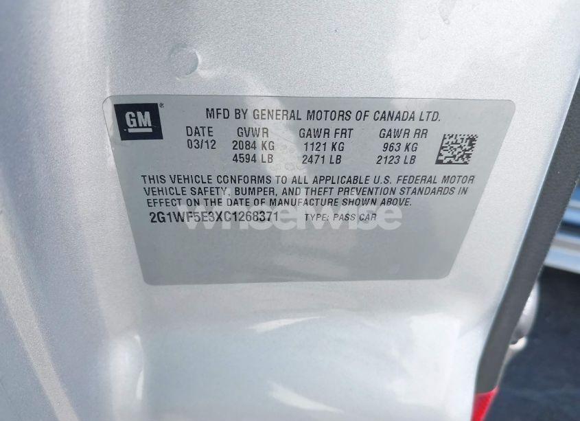 Photo 9 of 2012 Chevrolet Impala LS (VIN 2G1WF5E3XC1268371)