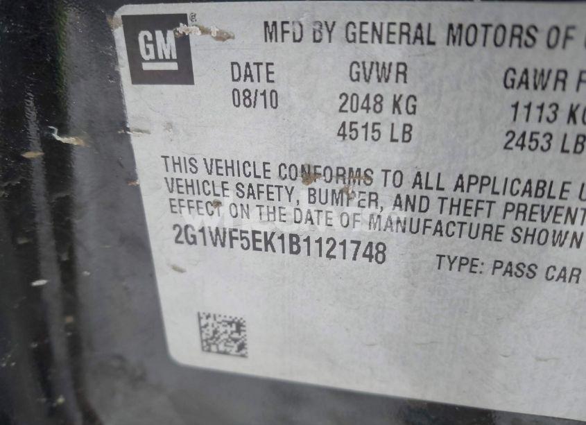 Photo 9 of 2011 Chevrolet Impala LS (VIN 2G1WF5EK1B1121748)