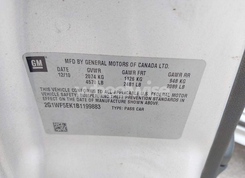 Photo 9 of 2011 Chevrolet Impala LS (VIN 2G1WF5EK1B1199883)