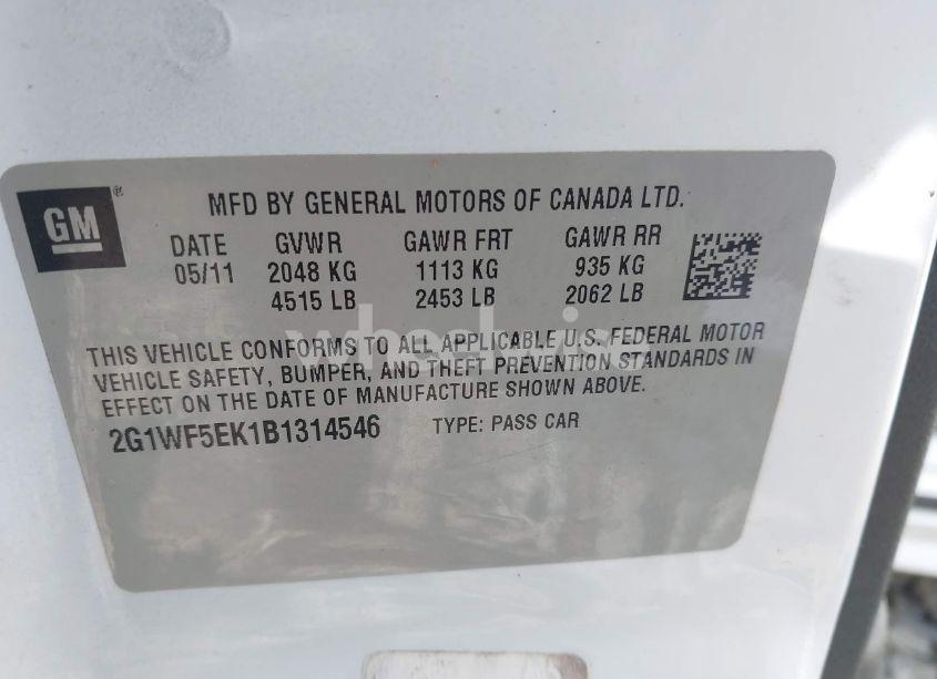 Photo 9 of 2011 Chevrolet Impala LS (VIN 2G1WF5EK1B1314546)