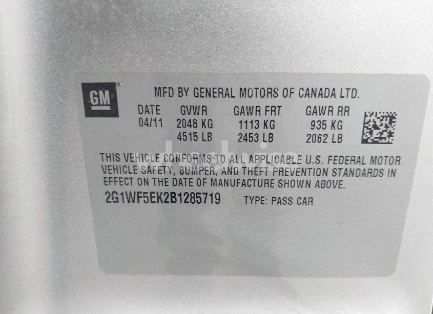 Photo 9 of 2011 Chevrolet Impala LS (VIN 2G1WF5EK2B1285719)