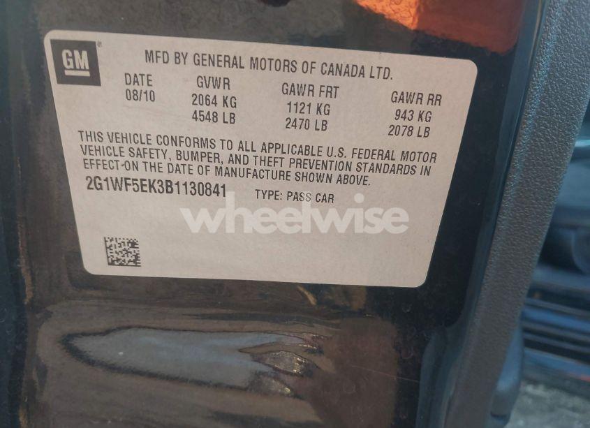 Photo 9 of 2011 Chevrolet Impala LS (VIN 2G1WF5EK3B1130841)