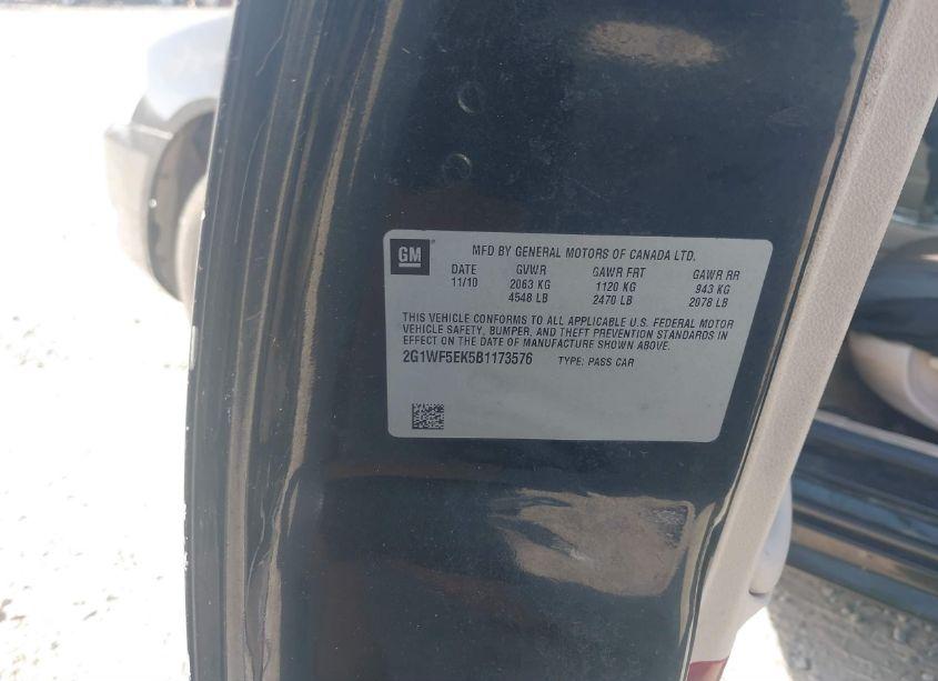 Photo 9 of 2011 Chevrolet Impala LS (VIN 2G1WF5EK5B1173576)