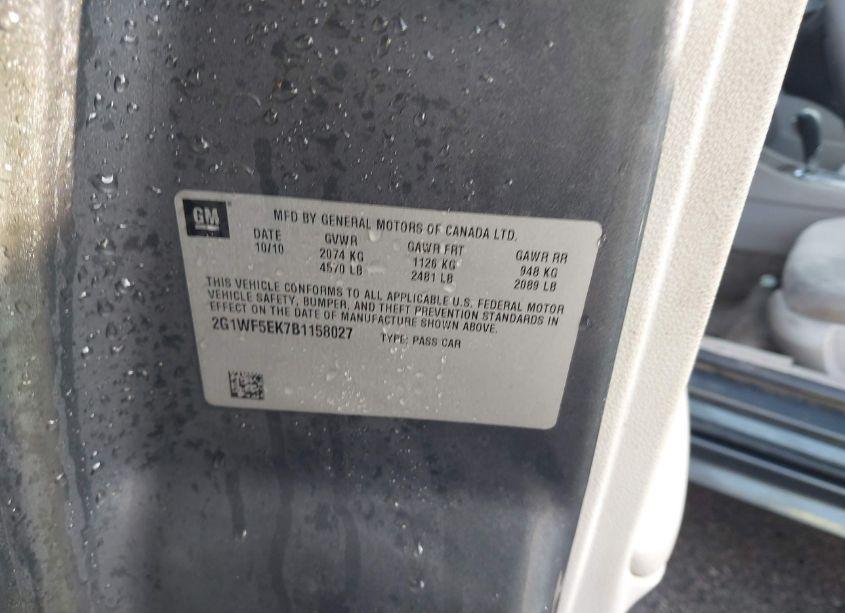 Photo 9 of 2011 Chevrolet Impala LS (VIN 2G1WF5EK7B1158027)