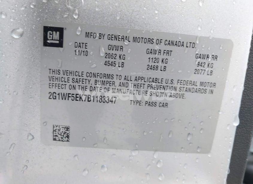 Photo 9 of 2011 Chevrolet Impala LS (VIN 2G1WF5EK7B1183347)