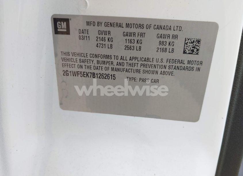 Photo 9 of 2011 Chevrolet Impala LS (VIN 2G1WF5EK7B1262615)