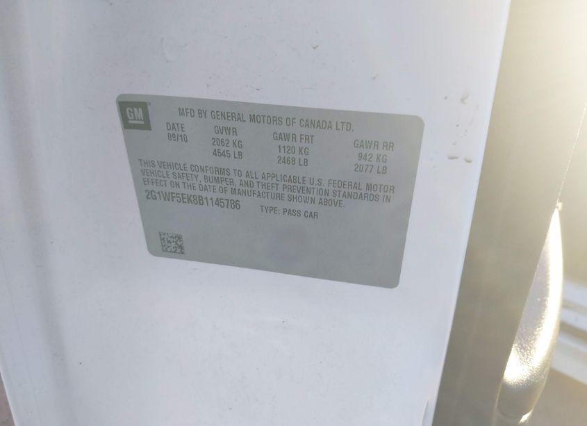 Photo 9 of 2011 Chevrolet Impala LS (VIN 2G1WF5EK8B1145786)