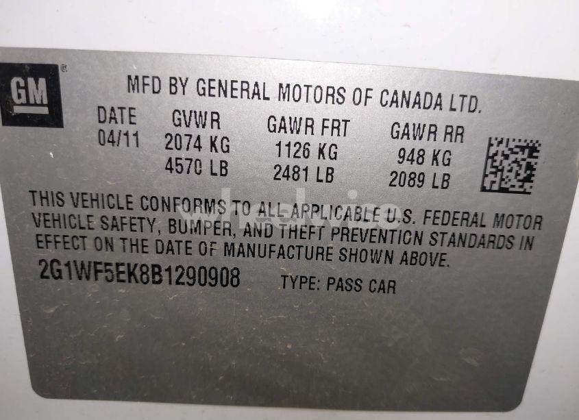 Photo 9 of 2011 Chevrolet Impala LS (VIN 2G1WF5EK8B1290908)