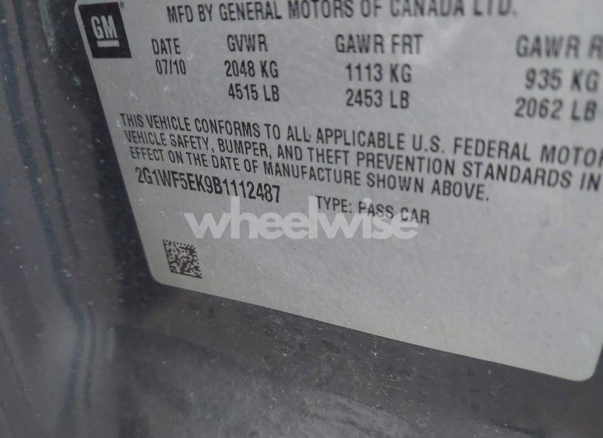 Photo 9 of 2011 Chevrolet Impala LS (VIN 2G1WF5EK9B1112487)