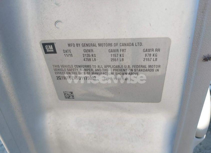 Photo 9 of 2011 Chevrolet Impala LS (VIN 2G1WF5EK9B1175007)